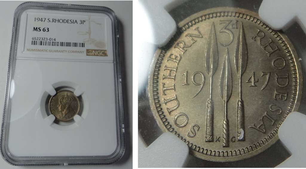 Southern Rhodesia: Three Pence 1947: NGC MS 63