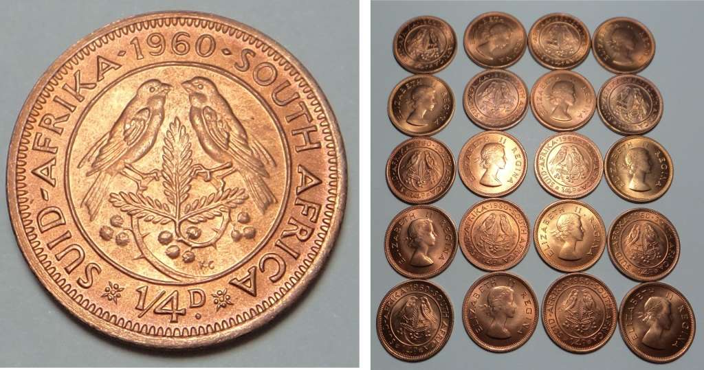 Union of South Africa: 20 x UNC Farthings of 1960 (5 collections available)