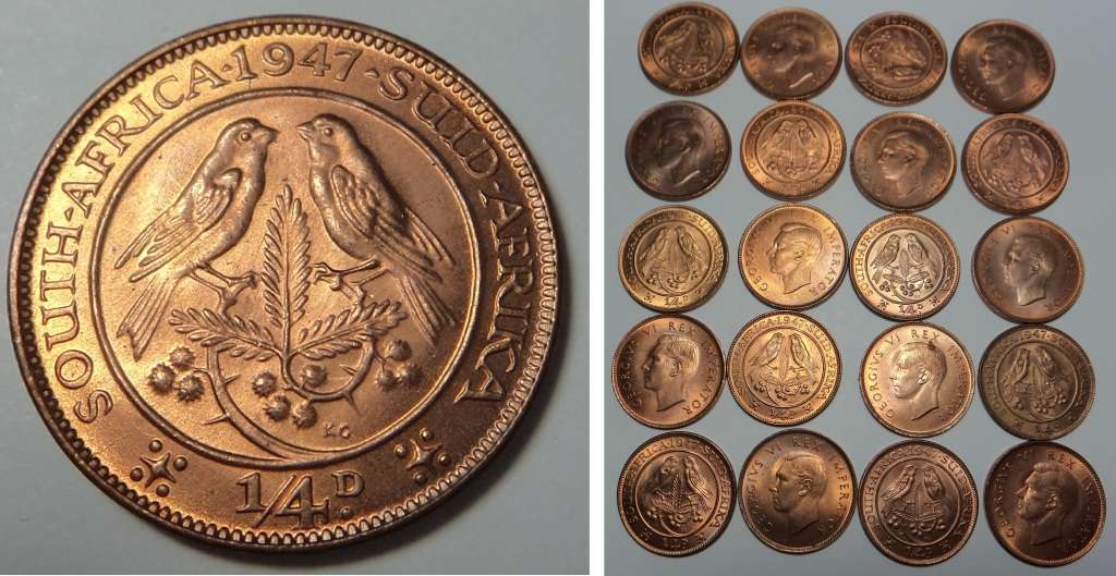 Union of South Africa: 20 x UNC Farthings of 1947