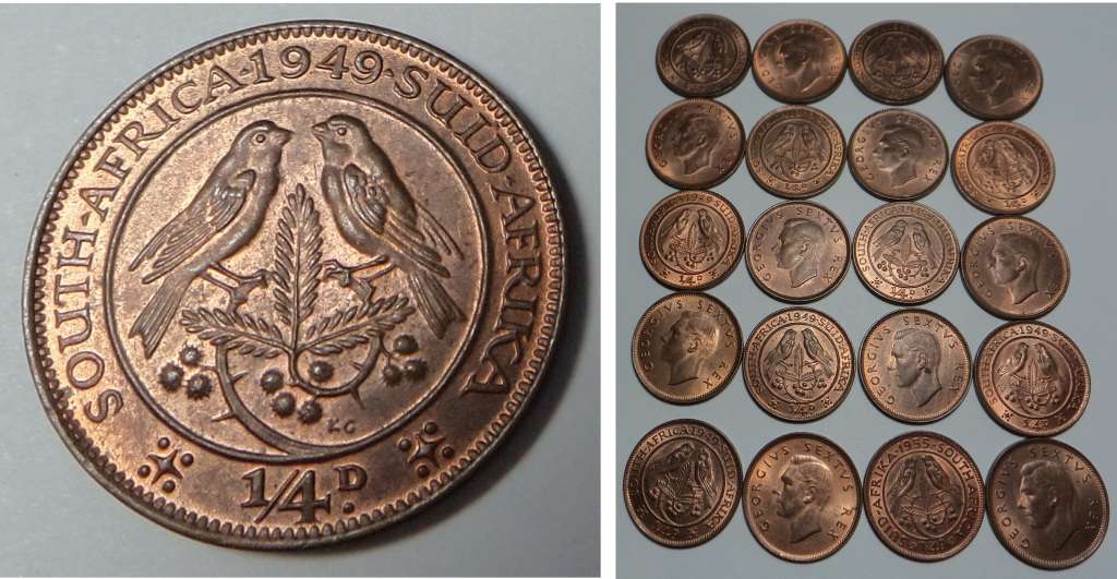Union of South Africa: 19 x UNC Farthings of 1949