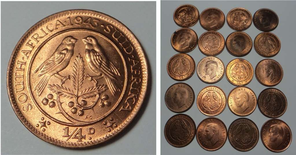 Union of South Africa: 20 x UNC Farthings of 1943