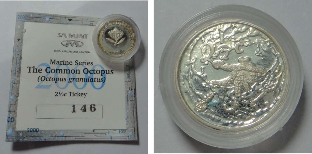 Silver Proof Tickey (Common Octopus) of 2000