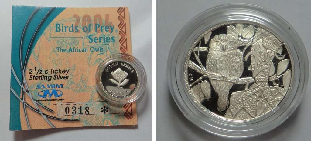 Silver Proof Tickey (African Owls) of 2004 (2 available)