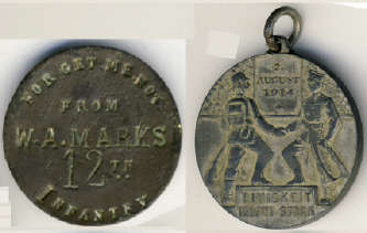 World War One (WWI) Medal and Sweetheart Token from same period