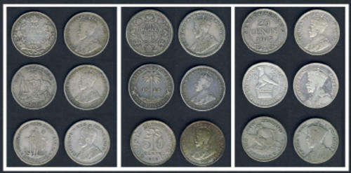 SUPERB SILVER SHILLING Collection of King George V Colonials