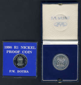 1990 One Rands (Both Nickel and SILVER PROOFS encased)