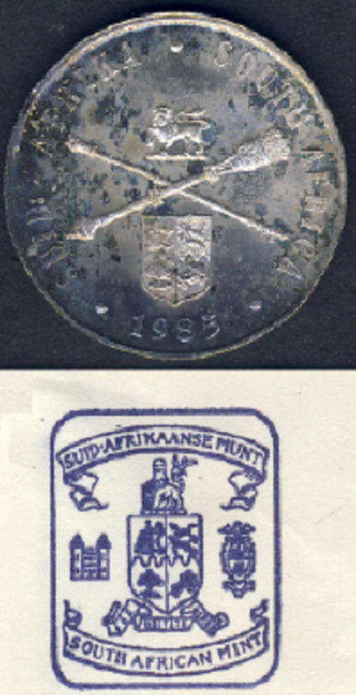 1985 Silver PARLIAMENT One Rand in original MINT envelope (1910 â 1985)