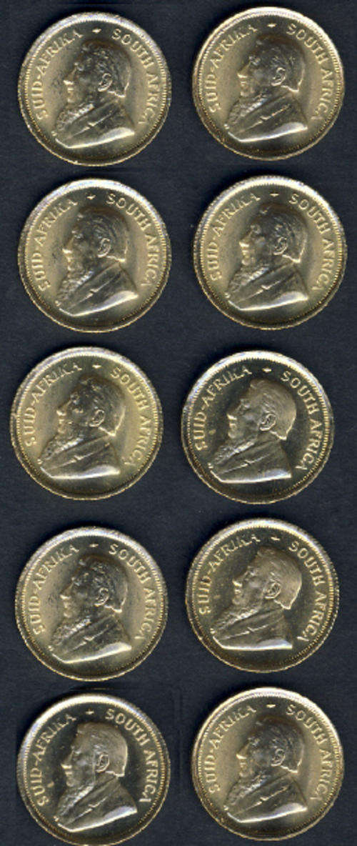 TEN (10) 1981 1/10 OZ Kruger Rands available : Bid PER Kruger Rand