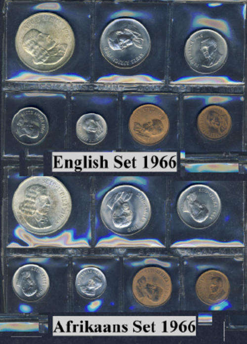 ENGLISH and AFIRKAANS South African Mint Sets of 1966 (BOTH SETS)