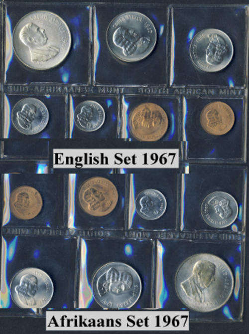 ENGLISH and AFRIKAANS South African Mint Sets of 1967 (BOTH SETS)