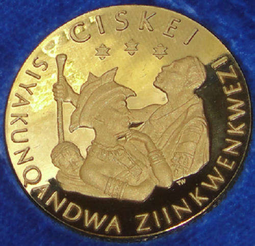 ONE OUNCE FINE GOLD : Ciskei Independence Medal 1981 . Number 16 out of 500
