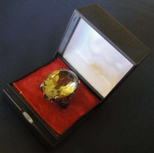 Antique Sterling Silver Dress Ring set with a huge stone (London 1937)
