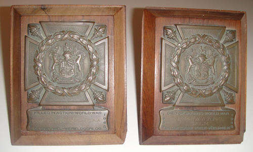 World War II Death Plaques: NEL BROTHERS of South Africa