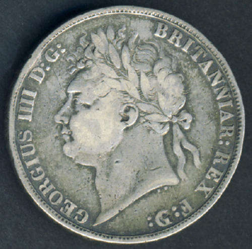 King George IV 5-Shilling (Crown) dated 1821 in STERLING SILVER : First Issue