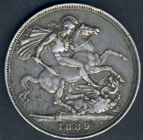 Victorian 5-Shilling (Crown) dated 1889 in STERLING SILVER