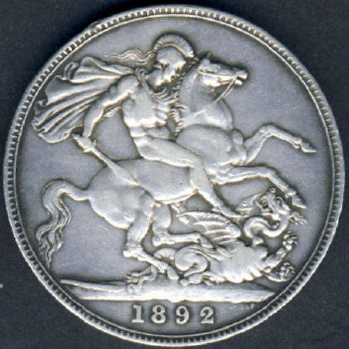 Victorian 5-Shilling (Crown) dated 1892 in STERLING SILVER :Last Jubilee Issue