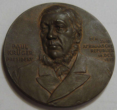 President PAUL KRUGER 75th Birthday Medal by Scharff: 10 October 1900.