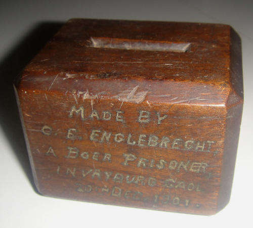 ANGLO BOER WAR P.O.W.  Coin Box made by C.E. Engelbrecht in 1901