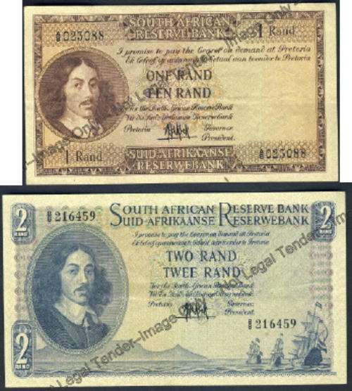 MH De Kock: Type Set: FIRST issues of the RSA in 1961 (One Rand and Two Rand)