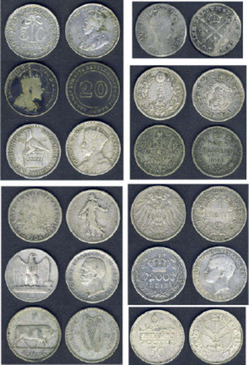 Lot of SOLD SILVER SHILLINGS from the 1700s onwards: Bid per coin to take all 12