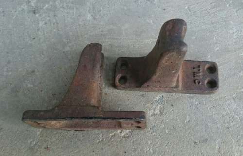Pair of vintage bed head steel brackets