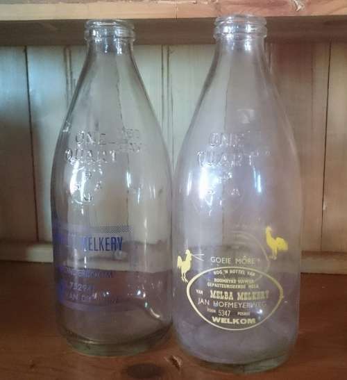 Vintage ONE QUATER glass milk bottle