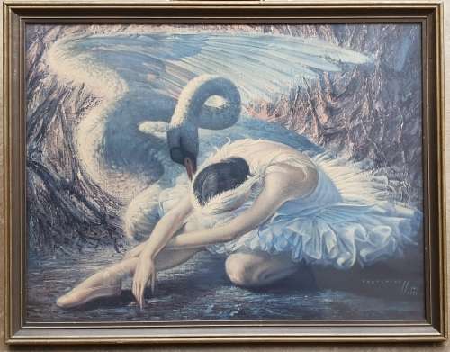 Large framed VLADIMIR TRETCHIKOFF - Dying Swan - print as per photo