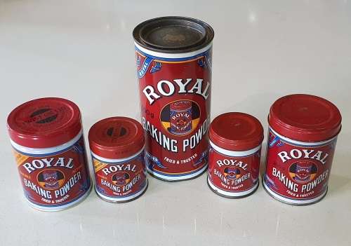 5 Royal baking powder tins as per photos