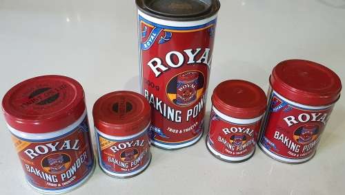 5 Royal baking powder tins as per photos