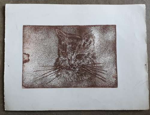Original unframed etch of an Cat, not signed by the artist, as per photos