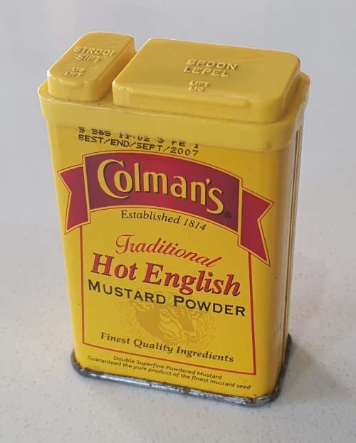 Colman`s Hot English mustard powder tin as per photos