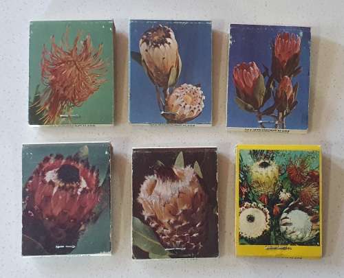 Set of 6 vintage matchboxes as per photo