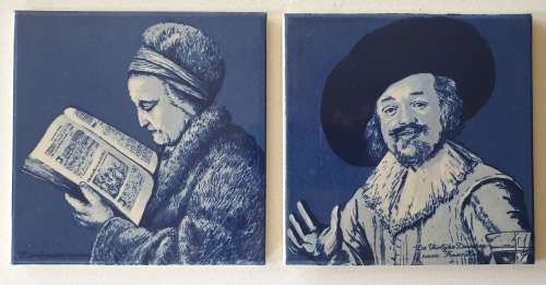 2x Delft Blauw hand painted tiles - made in Holland as per photo.
