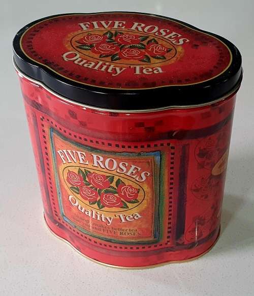 Five roses tea tin as per photos