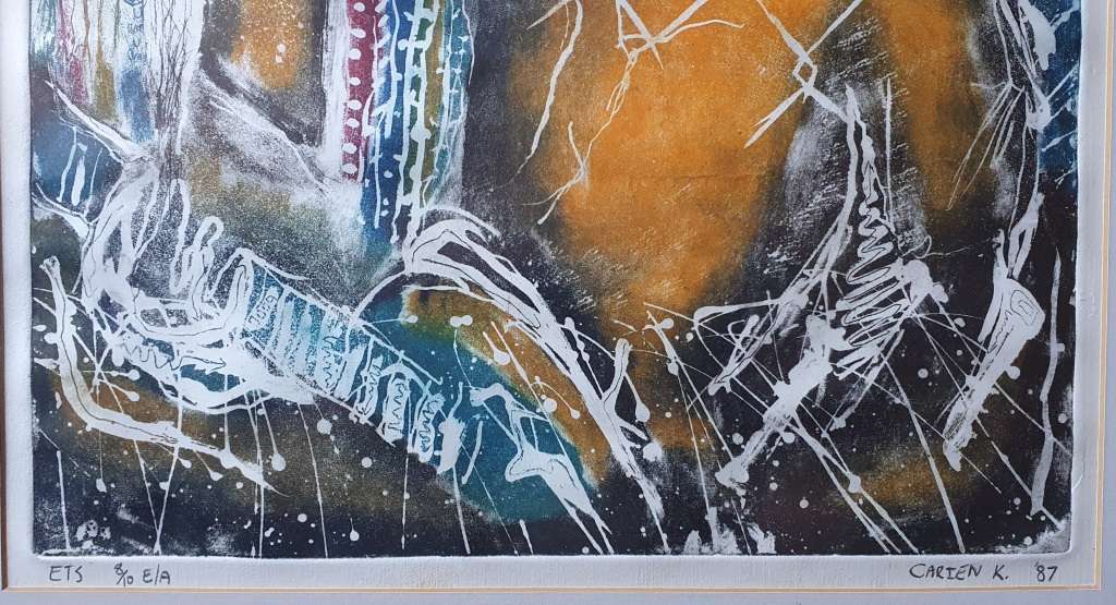 Framed colour etch by CARIEN K. as per photo