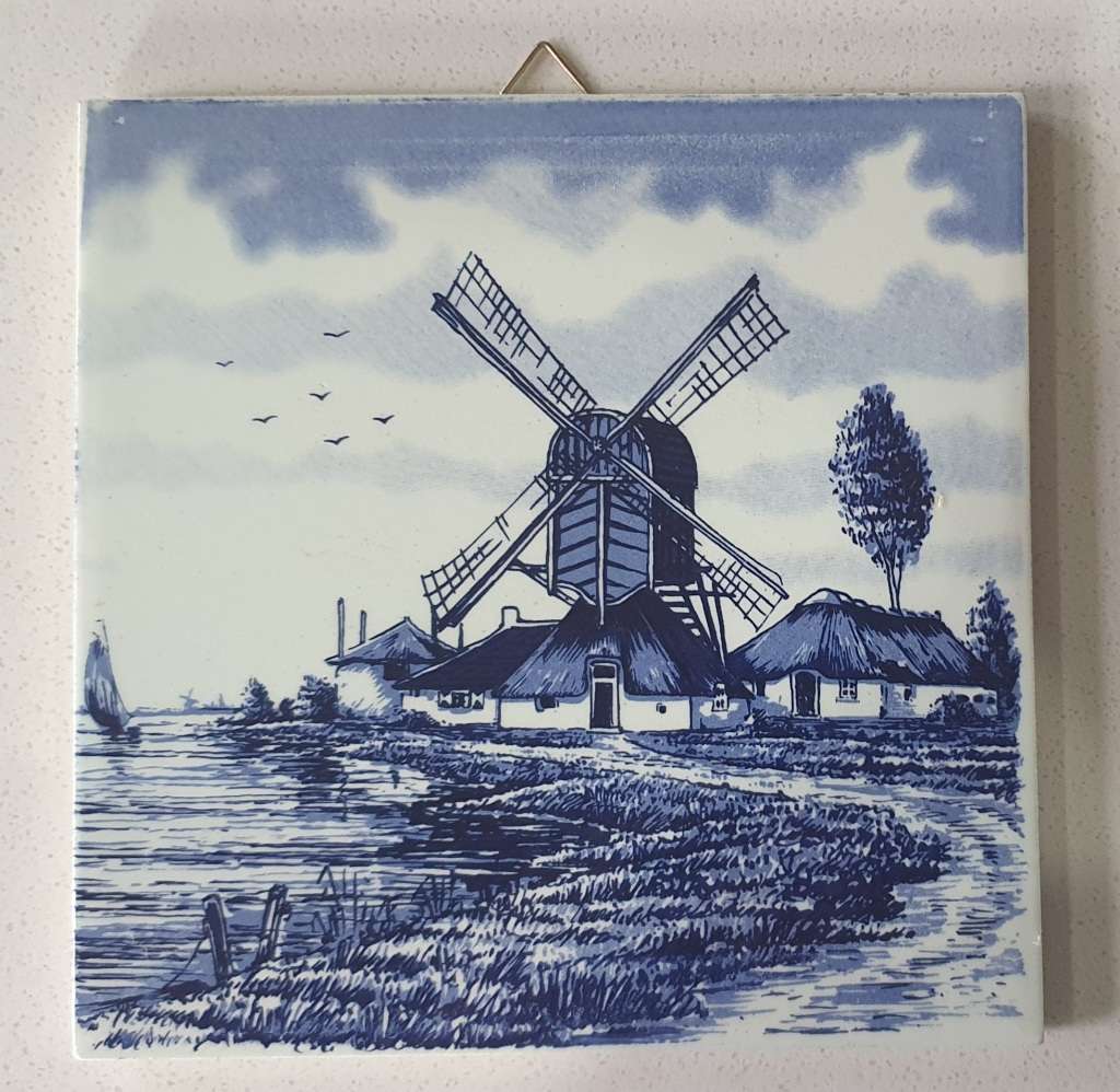Hand painted Delft tile - made in Holland as per photo.