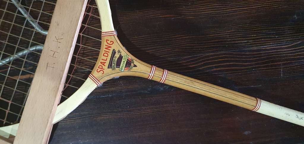 Vintage wooden Spalding badminton racket as per photo.