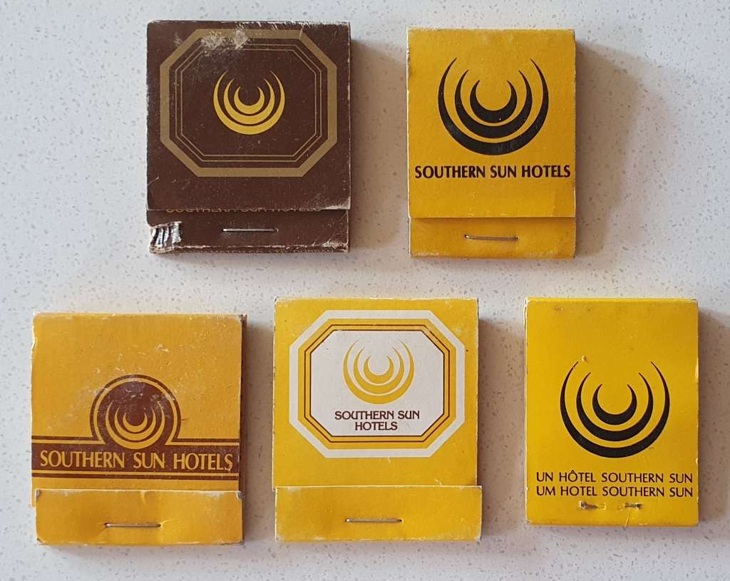 Set of 5 vintage SOUTHERN SUN HOTELS matchboxes as per photo
