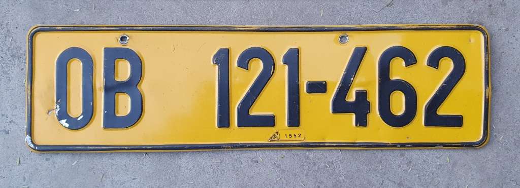 Vintage metal Free state OB - Bloemfontein district number plate as per photos