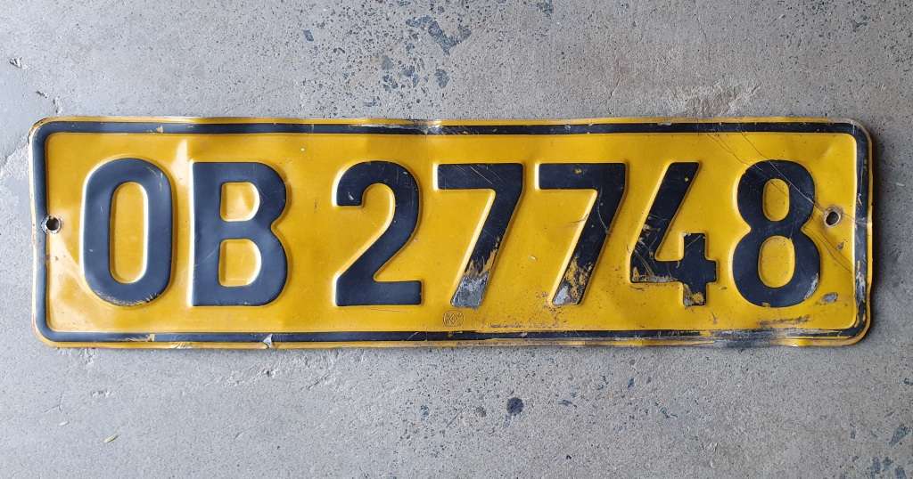 Vintage metal Free state OB - Bloemfontein district number plate as per photos