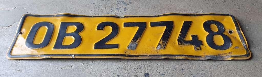 Vintage metal Free state OB - Bloemfontein district number plate as per photos
