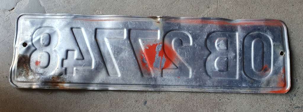 Vintage metal Free state OB - Bloemfontein district number plate as per photos