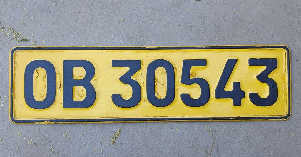 Vintage metal Free state OB - Bloemfontein district number plates as per photos
