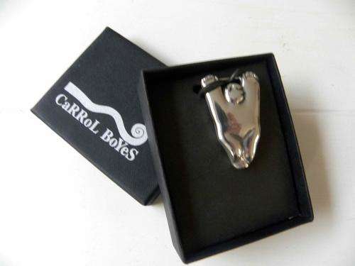 Pewter pendant on black rubber necklace