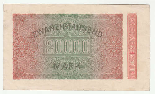 1923 German 20 000 Mark Reichsbanknote Berlin