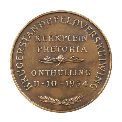 1954 Bronze (matt) Medallion-Unveiling of Paul Kruger Statue in Pretoria - Afrikaans