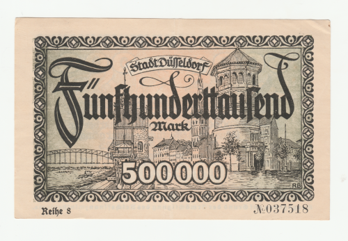 1923 German Stadt Dusseldorf 500 000 Mark