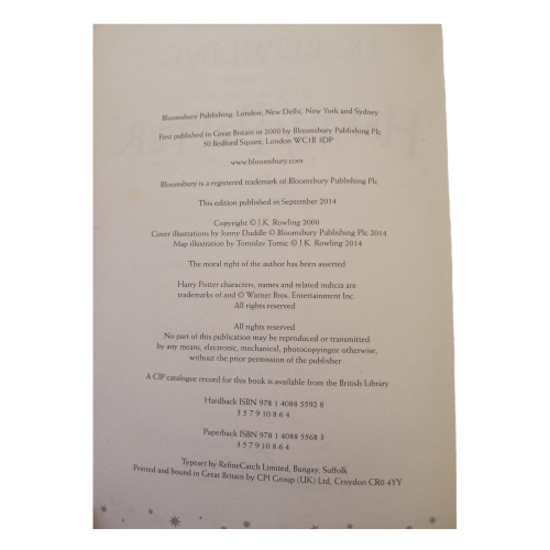 Harry Potter And The Goblet Of Fire by J . K . Rowling 2014 Softcover