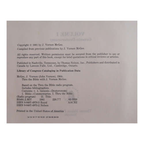 Thru The Bible Volumes 1-5 by J. Vernon McGee 1981-1983 Hardcover w/o Dustjacket (volume 1-2, 4-5)