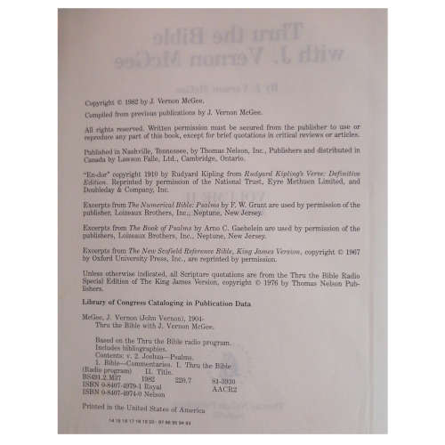 Thru The Bible Volumes 1-5 by J. Vernon McGee 1981-1983 Hardcover w/o Dustjacket (volume 1-2, 4-5)